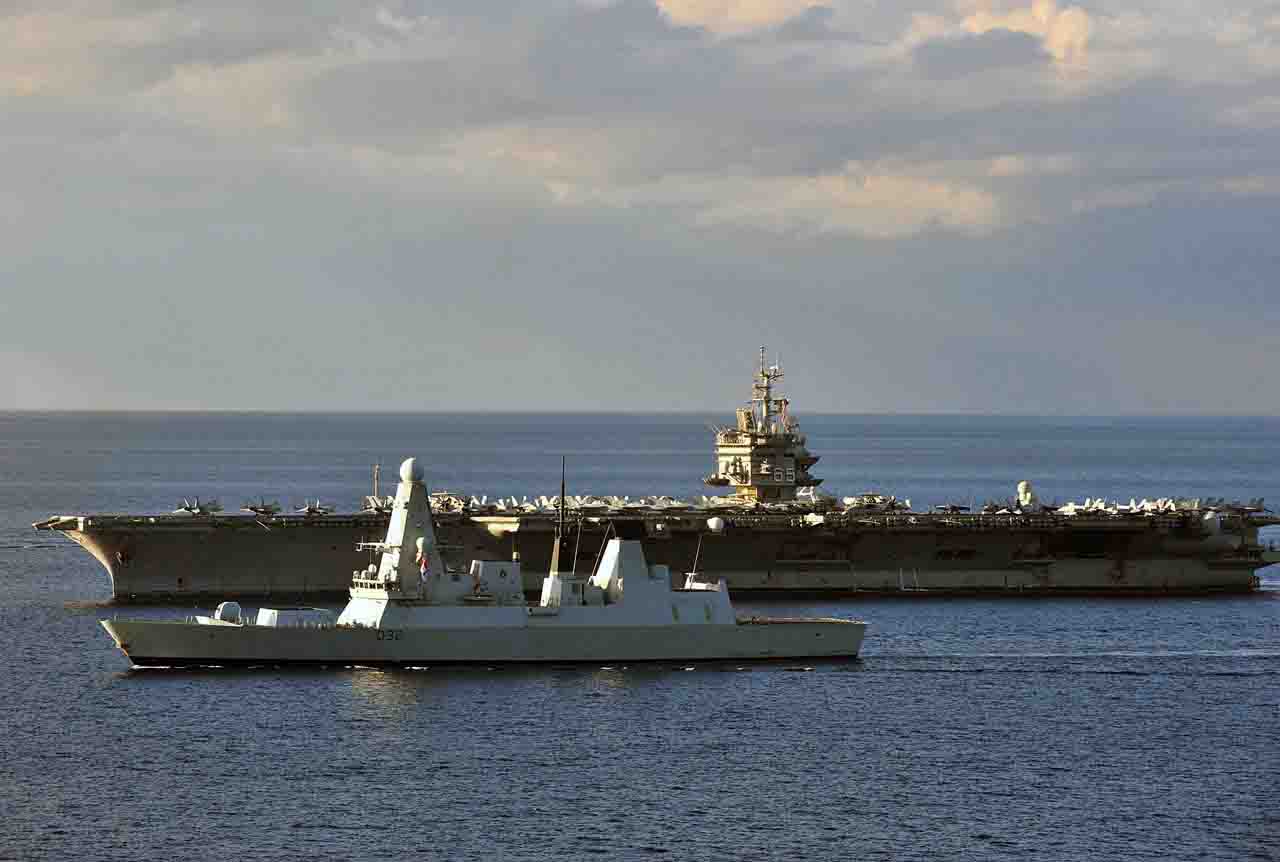 USS Enterprise (CVN 65) with the Royal Navy destroyer HMS Daring (D 32)